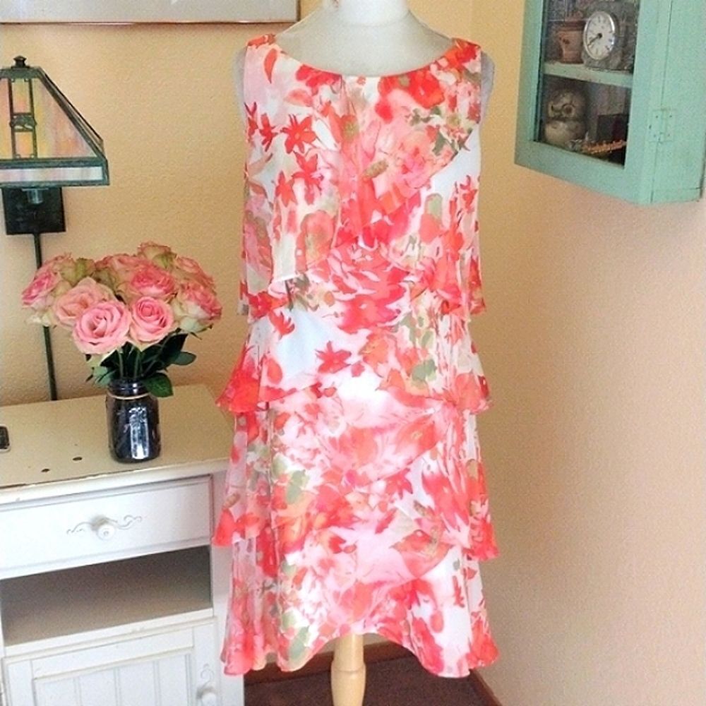 S.L.Fashions Floral Tiered Dress